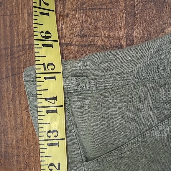 EUC Frame 100% Linen Green Cropped Pant Button Fly Pants Women's sz 24 - Picture 8 of 10